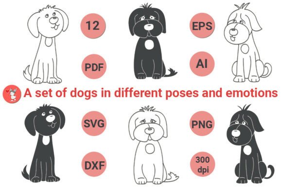 A Set of Dogs in Different Poses for Creative Expression