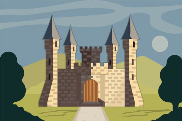 Fairytale Castle Kingdom Illustration: A Versatile Design for Creative and Commercial Use