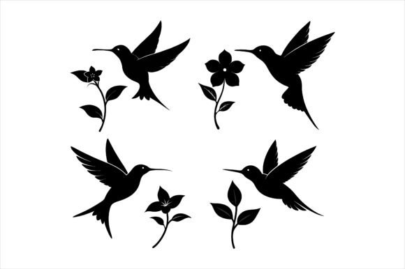 Hummingbird and Flower Silhouette Bundle: A Versatile Design Solution for Creative Projects