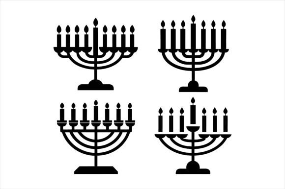 Menorah with Heart Silhouette Bundle
