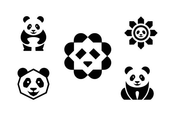 Modern Panda Logo Template Set EPS