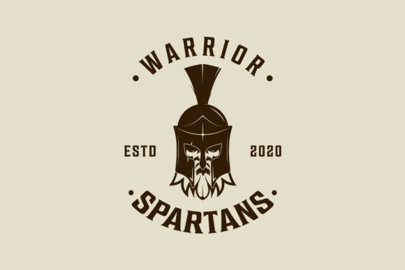Spartan Helmet with Face and Beard Logo