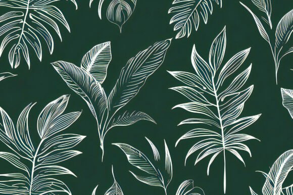 White Leaves on a Green Background